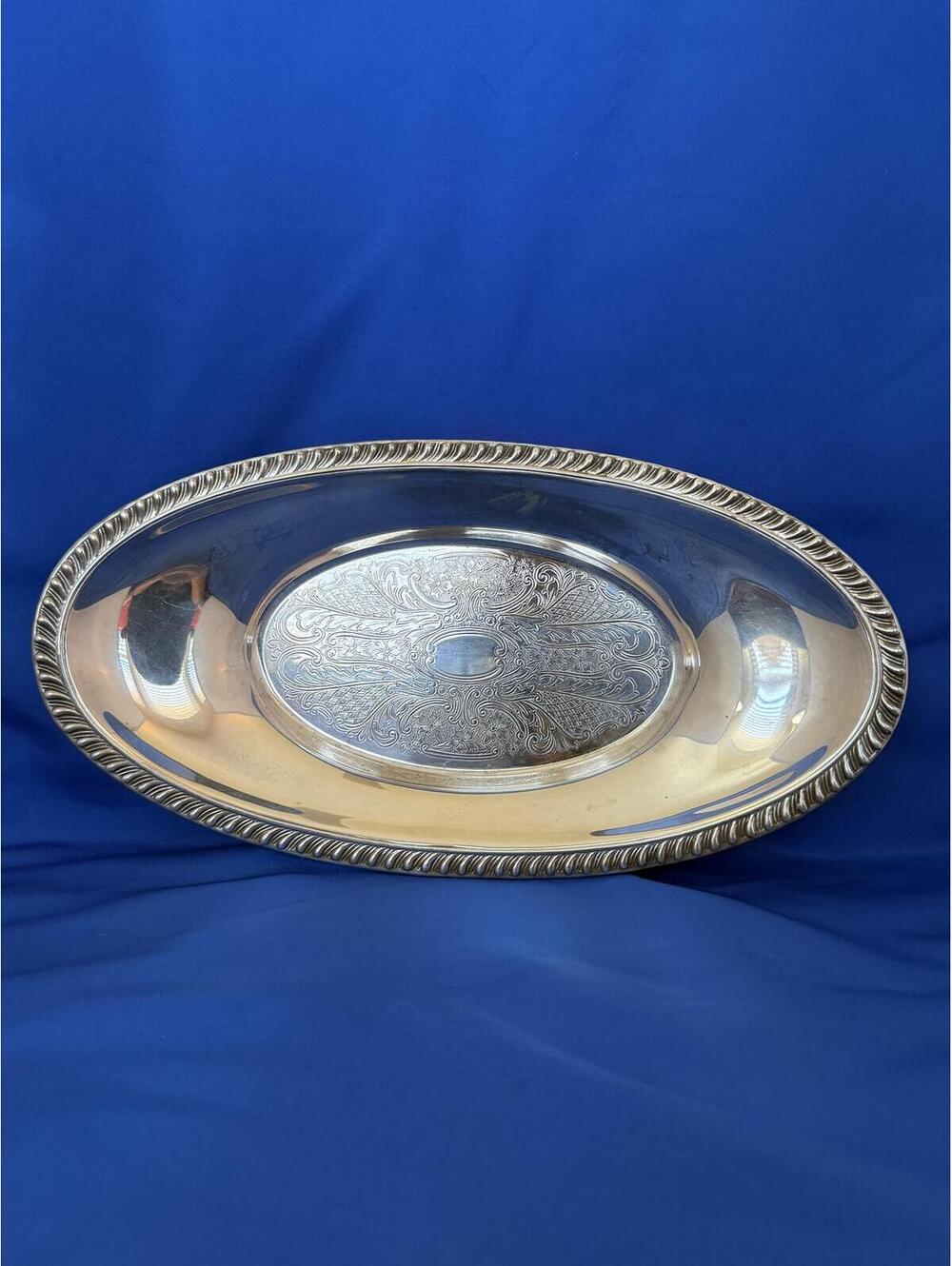 Vintage Crosby Oval Silver Plated Dish/Serving Bread/Trinket Tray 12.5” x 6.75”